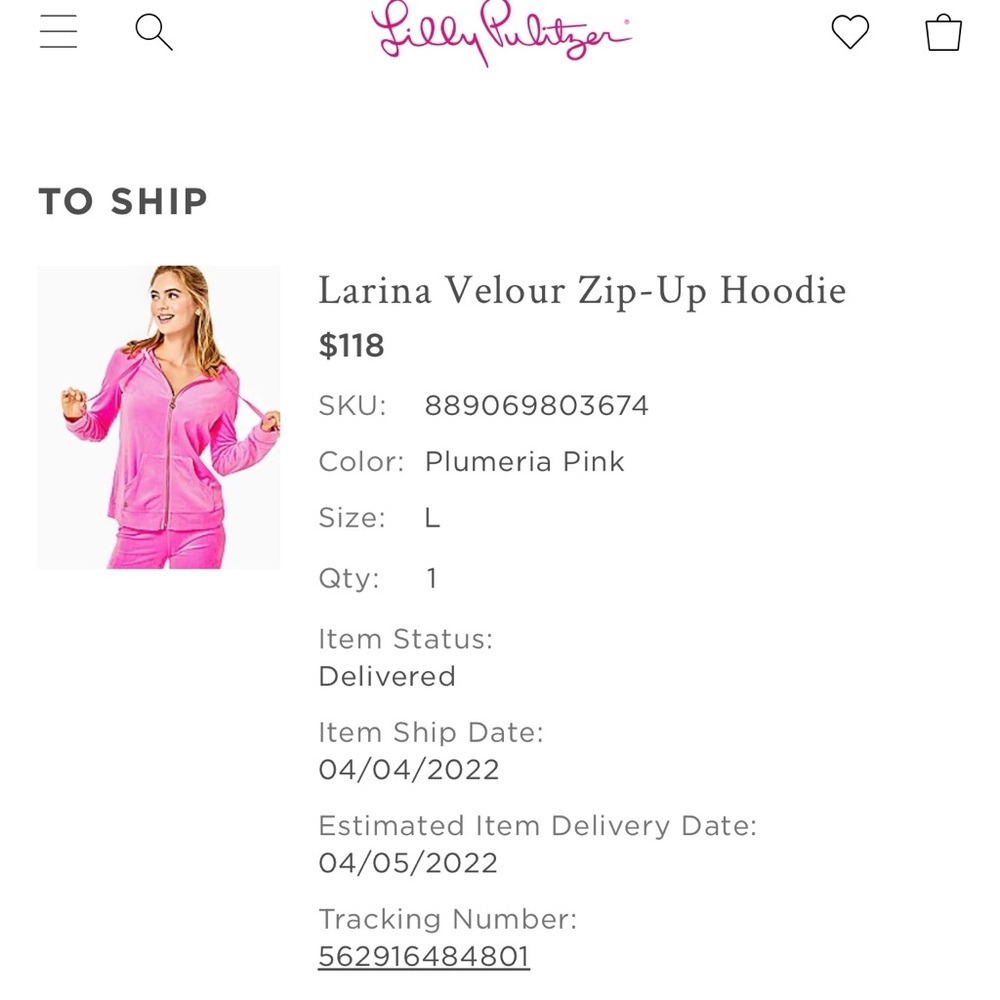 Lilly Pulitzer Plumeria Pink Larina Velour Zip-Up Hoodie & pants set! Pristine - Picture 5 of 6